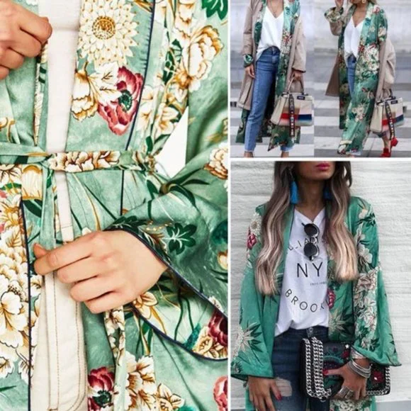 Kimono Floral Duster Coverup - Picture 8 of 10